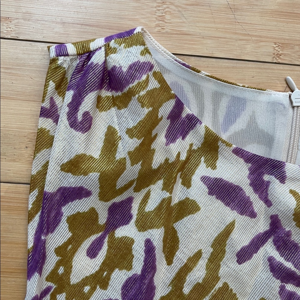 Zara Women Purple and Gold Midi Dress Half Lined Cut Out Waist Med NWT Metallic - Picture 12 of 16